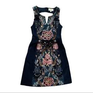 Anthropologie Moulinette Soeurs Perennial Black Floral Embroidered Dress